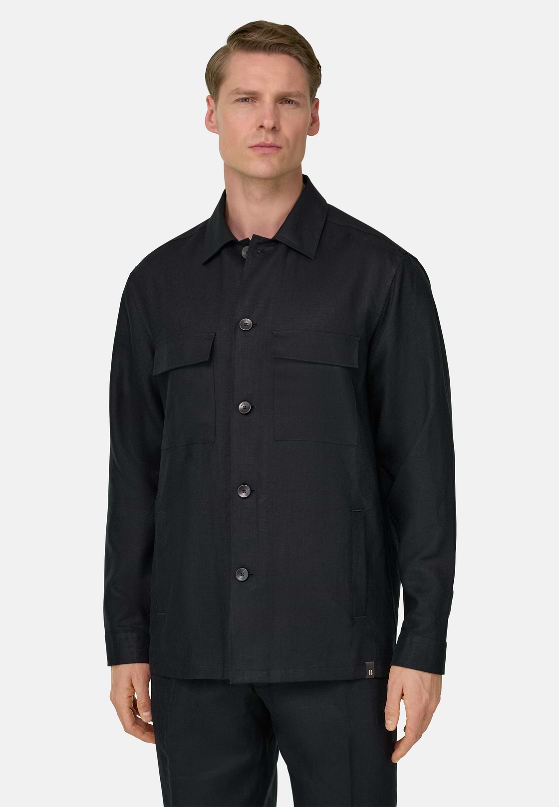 Link Shacket in Pure Linen, Black, hi-res, 1