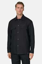 Link Shacket in Pure Linen, Black, thumb, 1