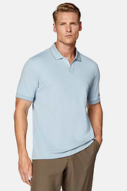 High-Performance Piqué Polo Shirt, Light Blue, hi-res