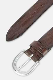 Embossed Leather Belt, Brown, hi-res