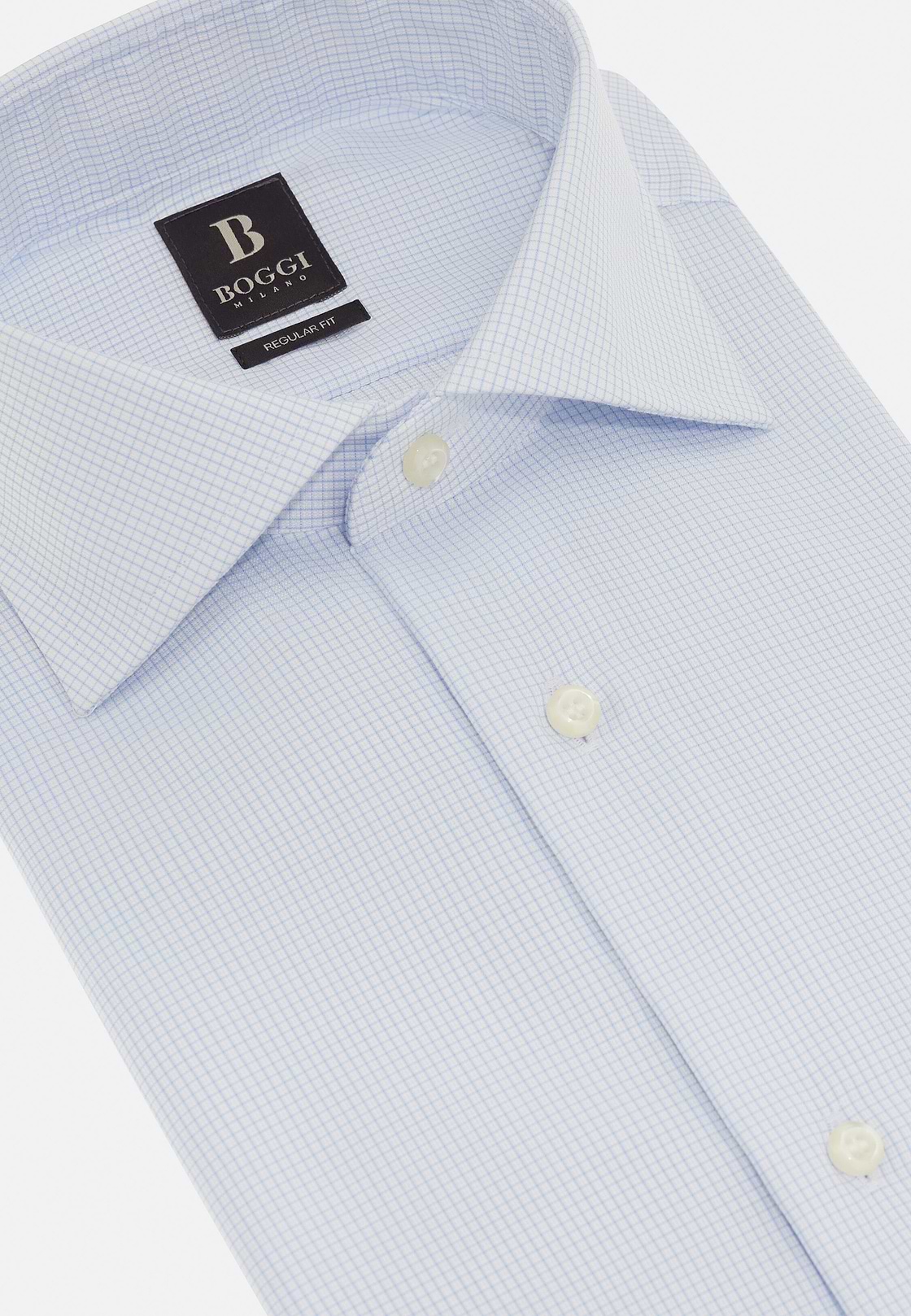 Chemise À Carreaux En Coton Slim Fit, Bleu clair, hi-res