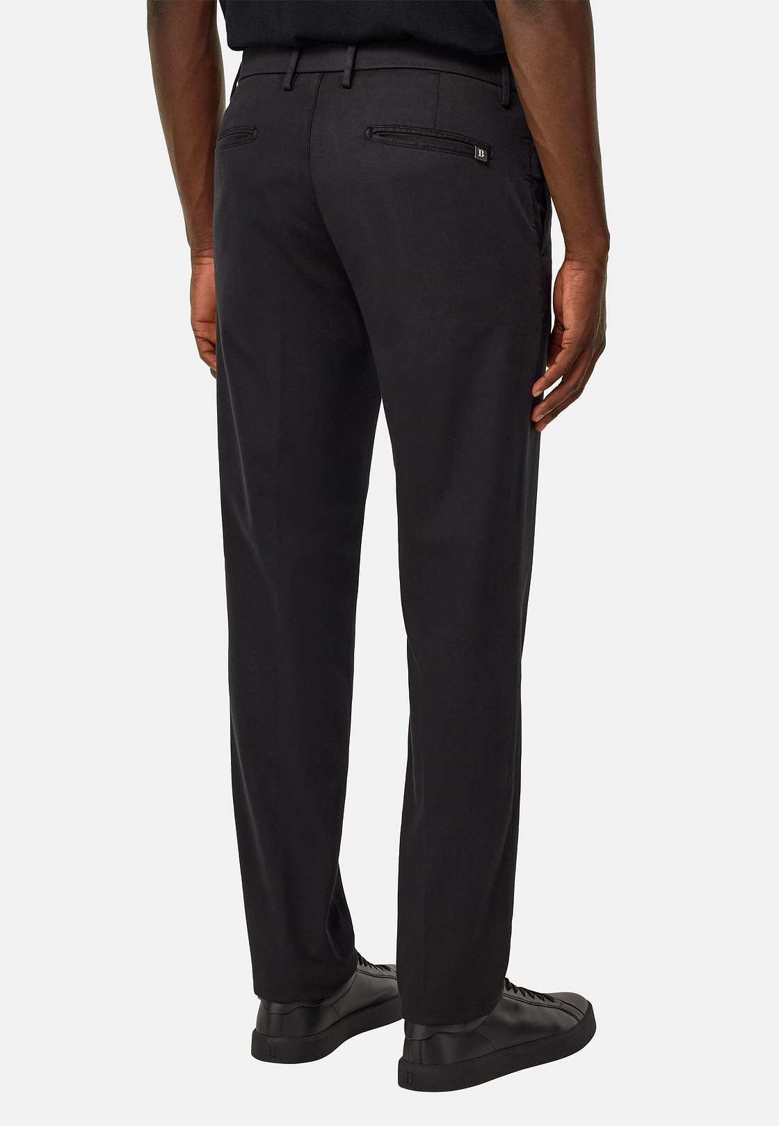 Stretch Cotton/Tencel Trousers, Black, hi-res