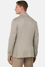 B Jersey Linen and Cotton Herringbone Jacket, Taupe, hi-res