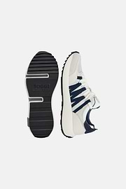 Technical Fabric and Leather Trainers, White - Blue, hi-res