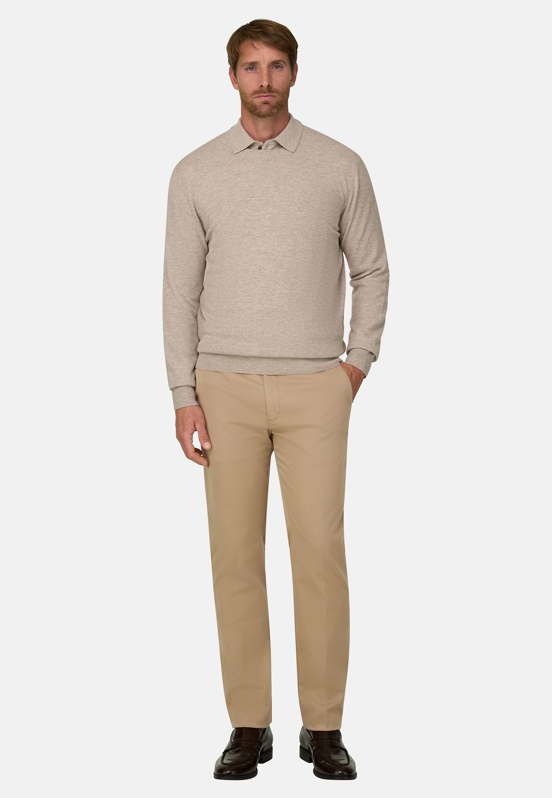 Pullover Rundhalspullover aus Cashmere-Mischgewebe, Taupe, hi-res, 2