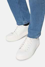 Sneakers In Pelle Bianca, Bianco, hi-res