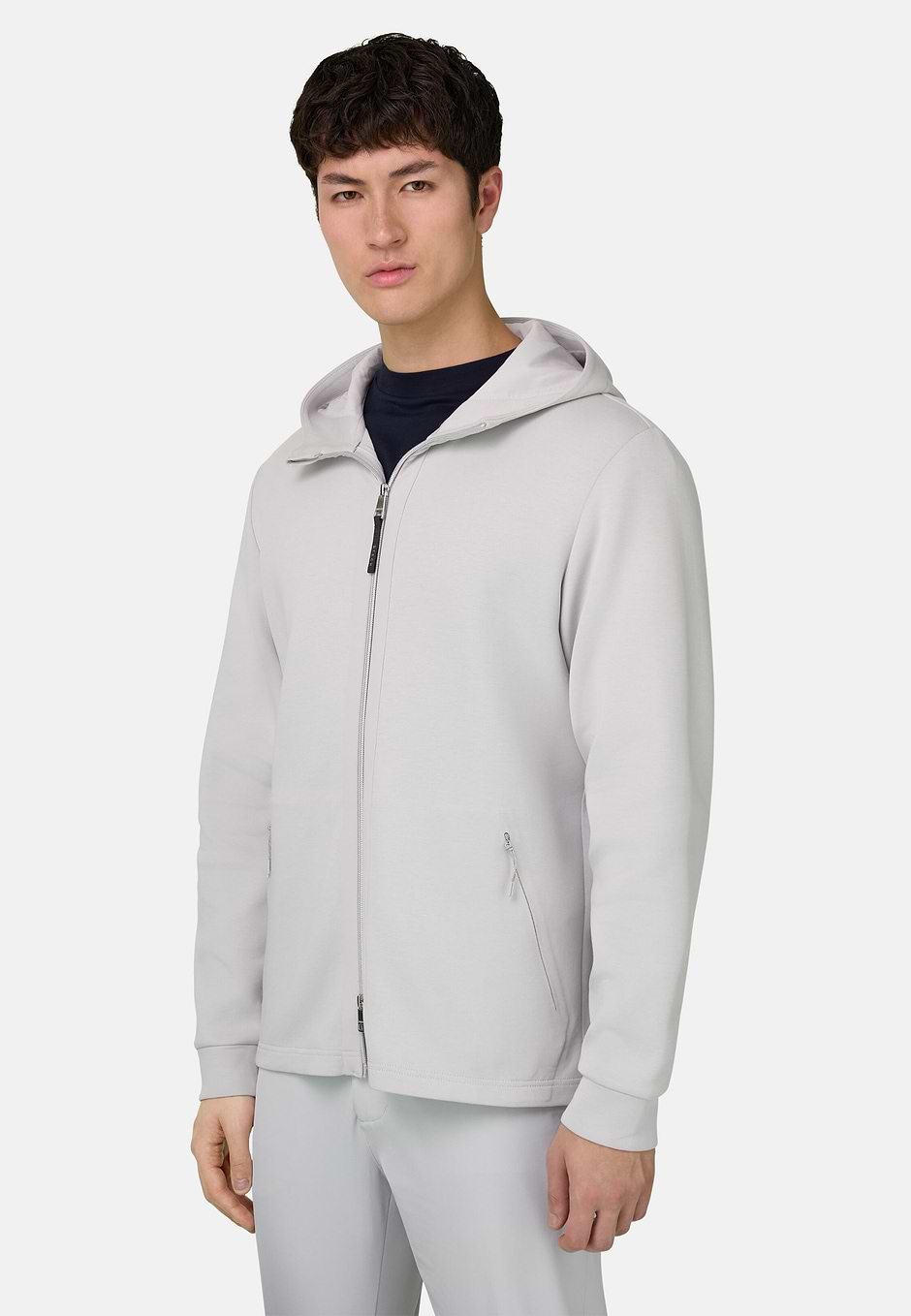 Lightweight Zipped Scuba Hoodie, Ice, hi-res