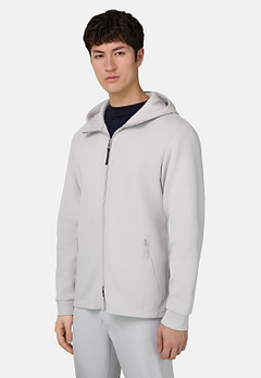 Felpa Con Zip E Cappuccio In Light Scuba