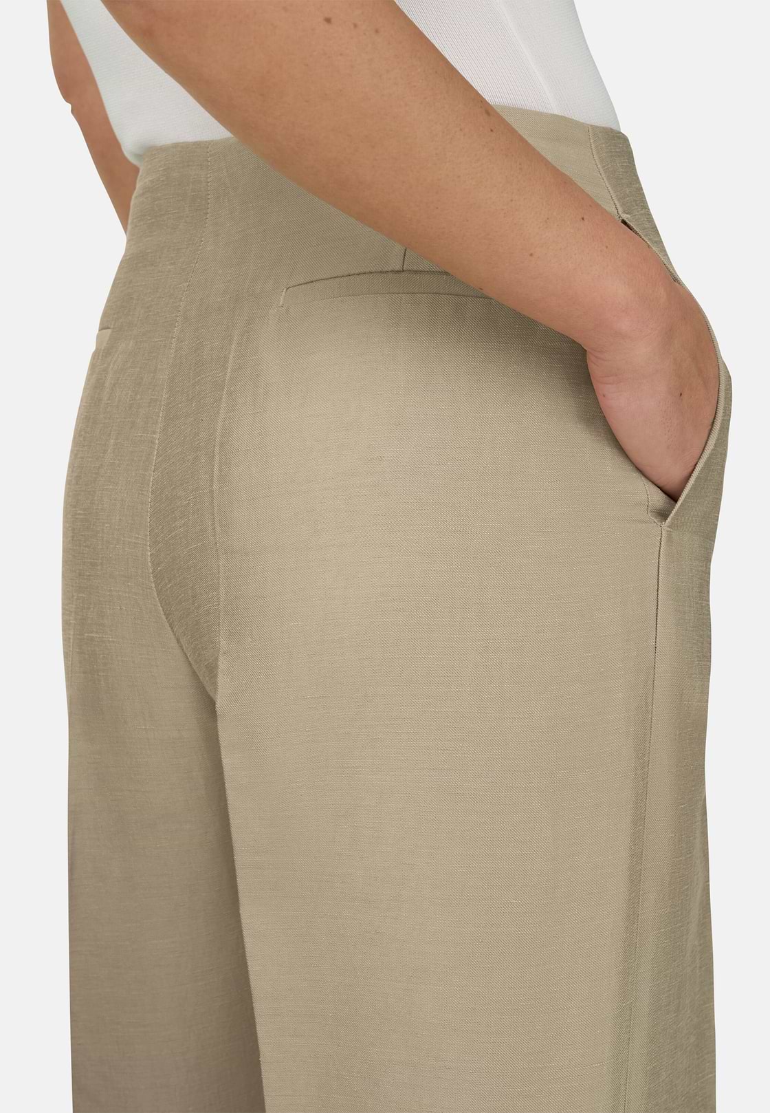 Linen Blend Trousers, Beige, hi-res, 5