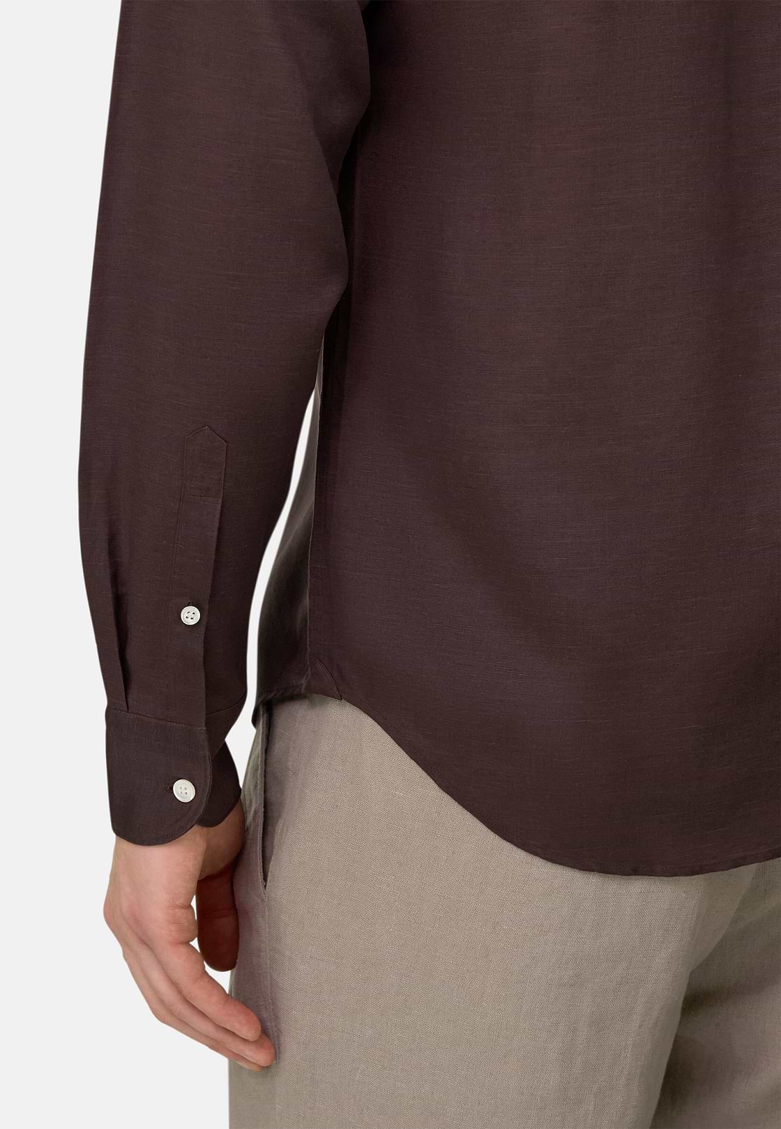 Regular Fit Tencel Linen Shirt, Dark brown, hi-res, 4