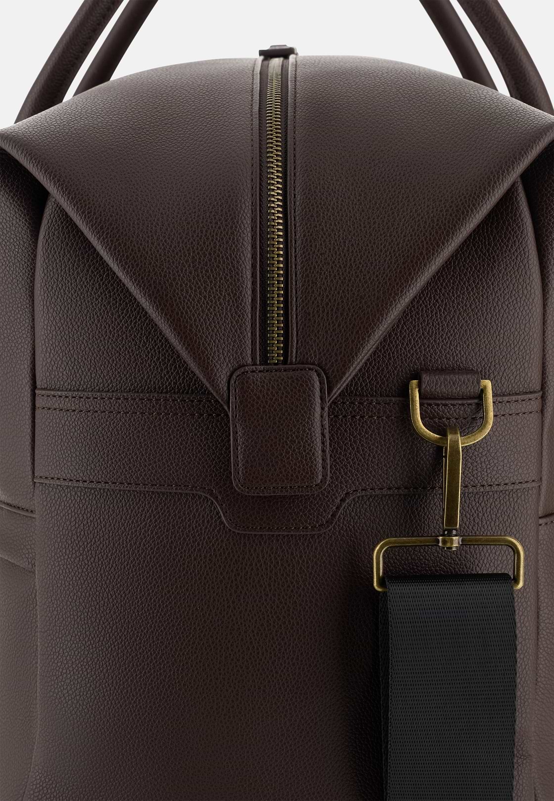 Duffle Bag in Leather-Effect Fabric, Dark brown, hi-res, 3
