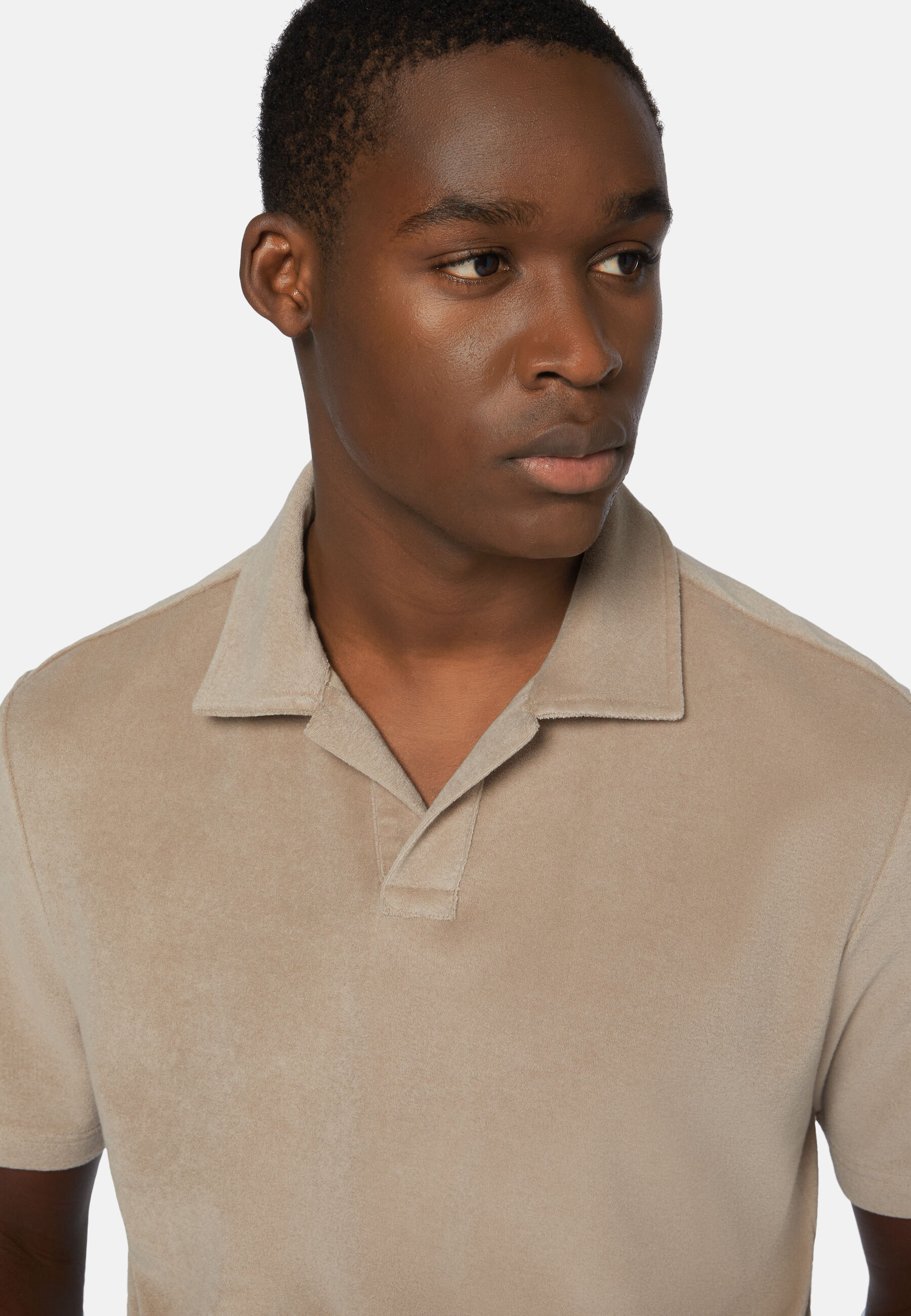 Cotton/Nylon Polo Shirt, Beige, hi-res