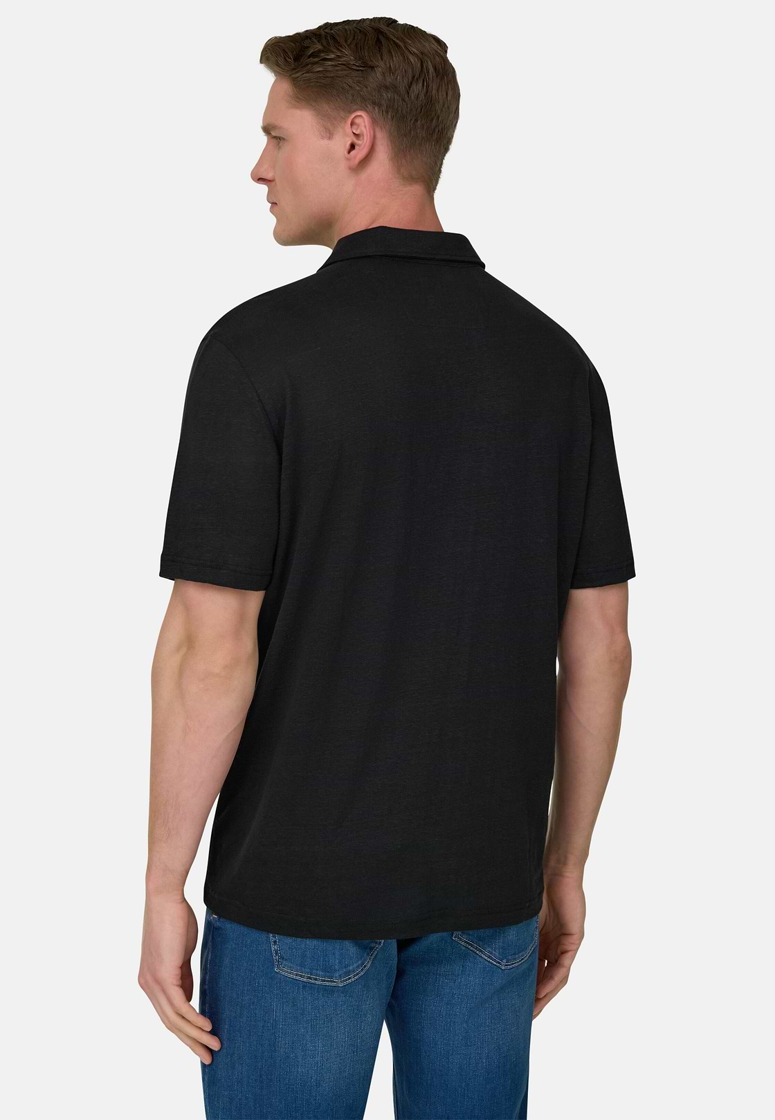 Polo En Jersey De Lin Extensible, Noir, hi-res, 3
