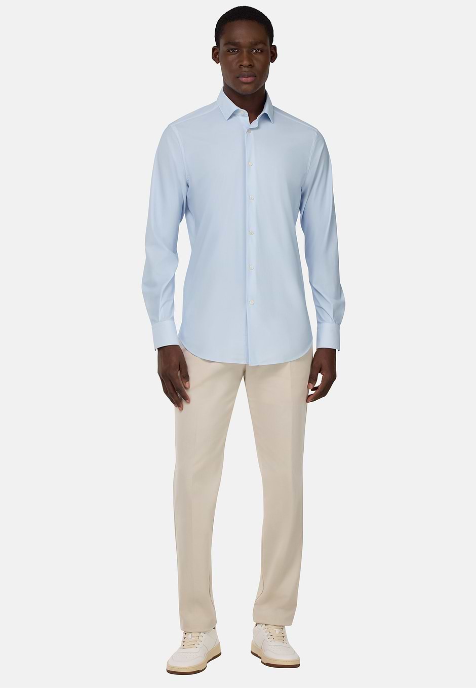 Slim Fit Stretch Nylon Shirt, Light Blue, hi-res