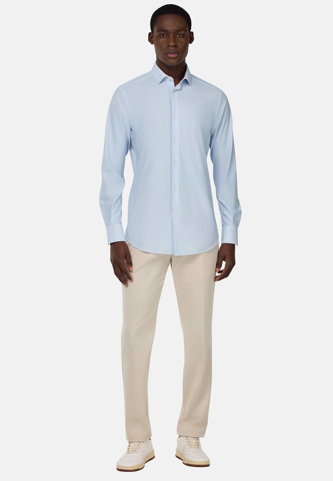 Slim Fit Stretch Nylon Shirt, Light Blue, hi-res
