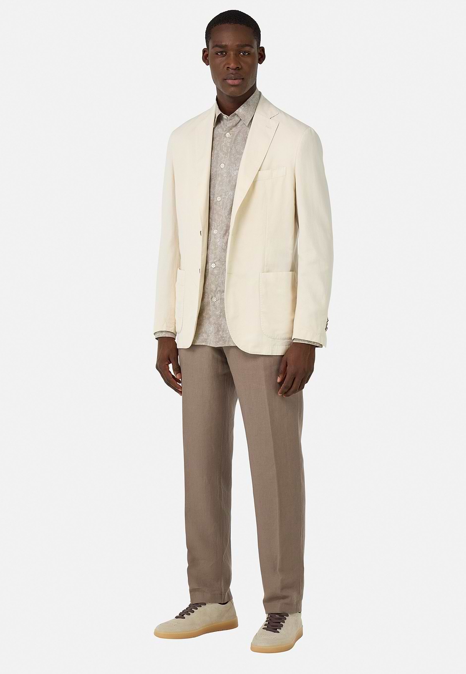 Cream Jacket in Tencel, Linen and Cotton, Cream, hi-res