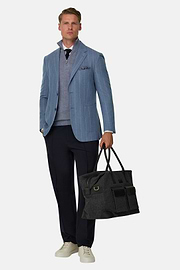 Blazer in Wool Silk Pinstripe, Light Blue, thumb, 2