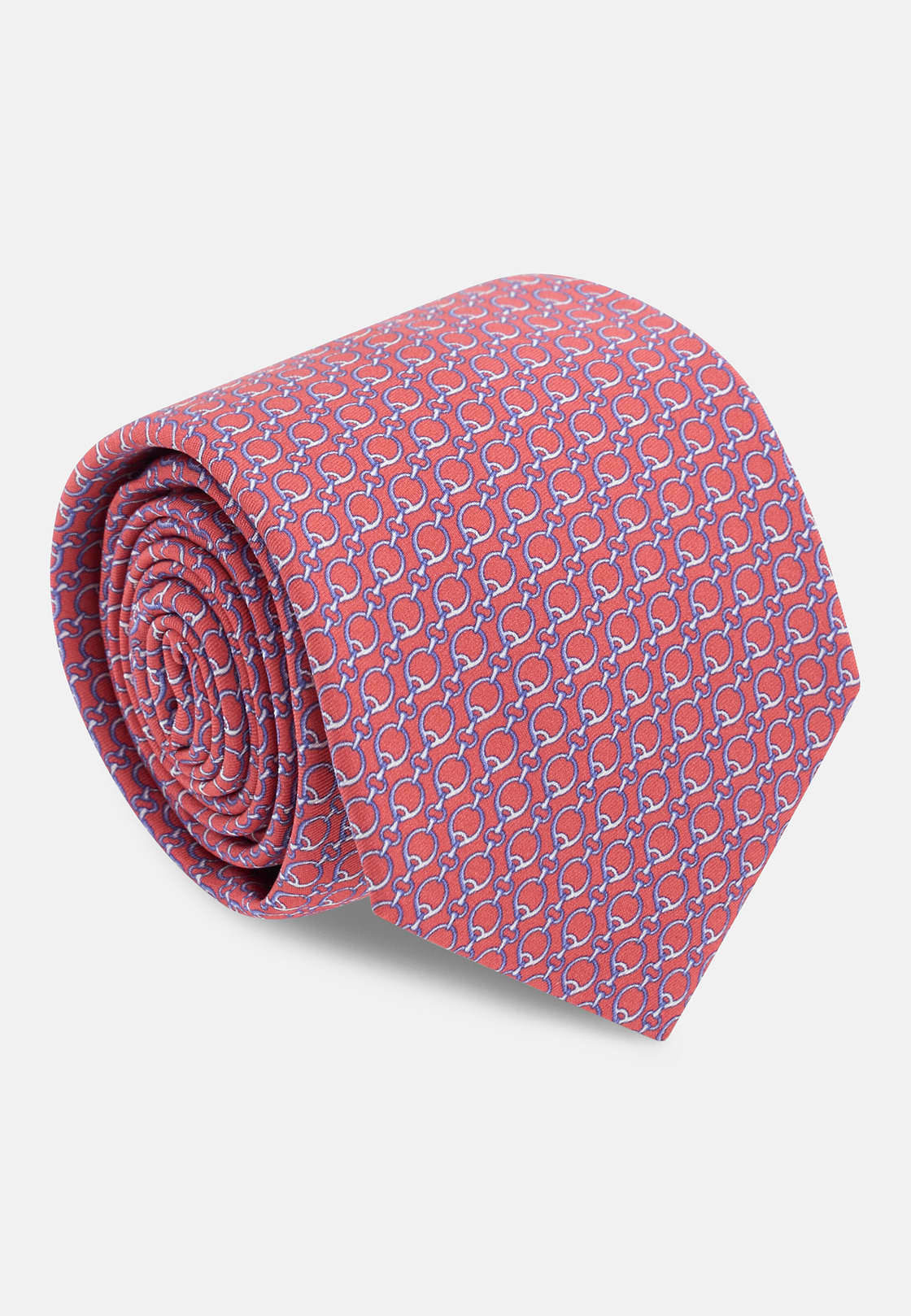 Stirrup Pattern Silk Tie, Raspberry, hi-res, 2