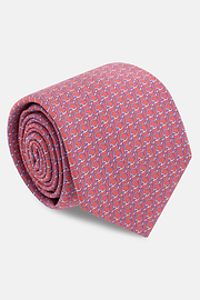 Stirrup Pattern Silk Tie, Raspberry, thumb, 2