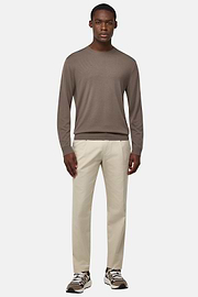 Jersey De Cuello Redondo De Lana Merina, Taupe, hi-res
