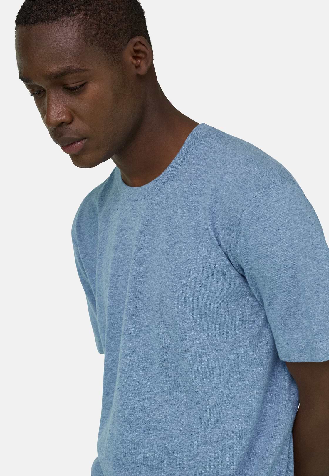 T-Shirt aus Baumwoll-Leinen-Strick, Hellblau, hi-res, 4
