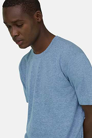 T-Shirt aus Baumwoll-Leinen-Strick, Hellblau, thumb, 4