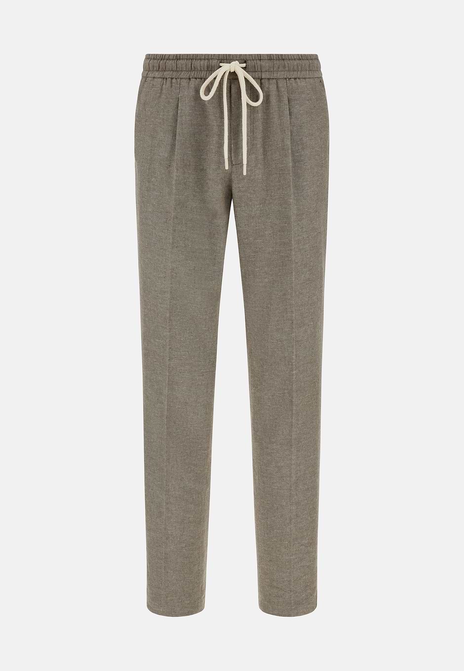 Pantalon City En Coton Et Lin, Taupe, hi-res
