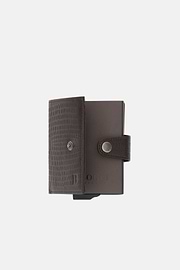 Tarjetero de Piel Estampada, Marron oscuro, thumb, 4
