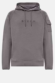 Bluza z kapturem z lekkiej mieszanki bawełny scuba, Dark Grey, hi-res