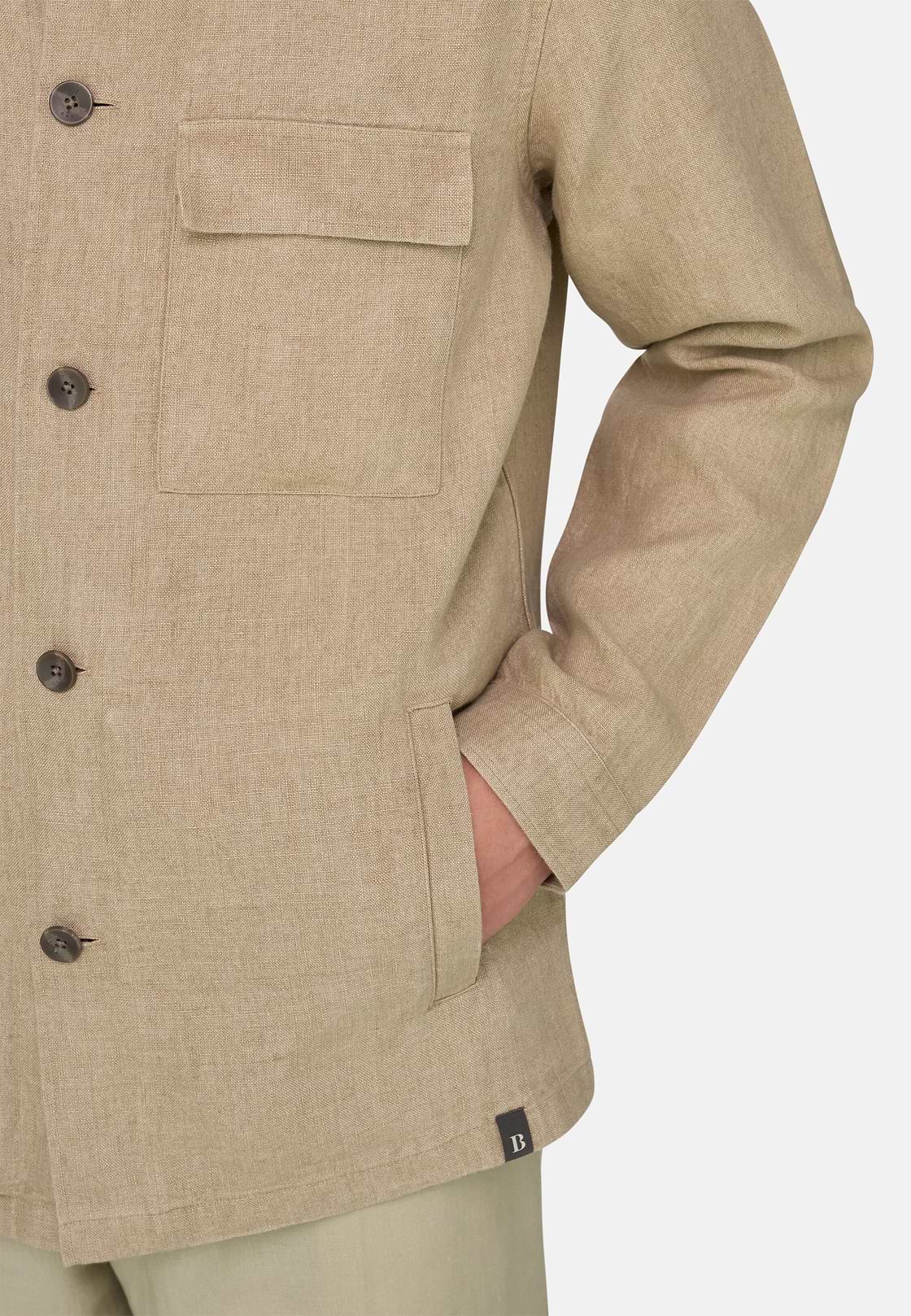 Link Shirt Jacket in Pure Washed Linen, Beige, hi-res, 4