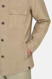 Link Shirt Jacket in Pure Washed Linen, Beige, thumb, 4