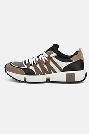 Technical Fabric and Leather Trainers, White - Taupe, hi-res