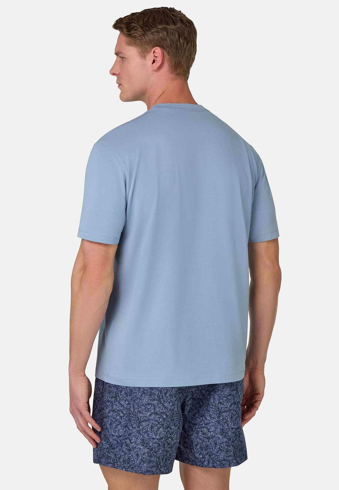 T-Shirt In Stretch Supima Cotton, Indigo, hi-res