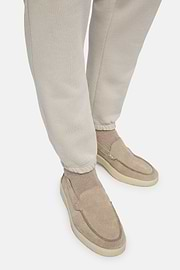 Mocassini In Pelle Scamosciata, Beige, hi-res