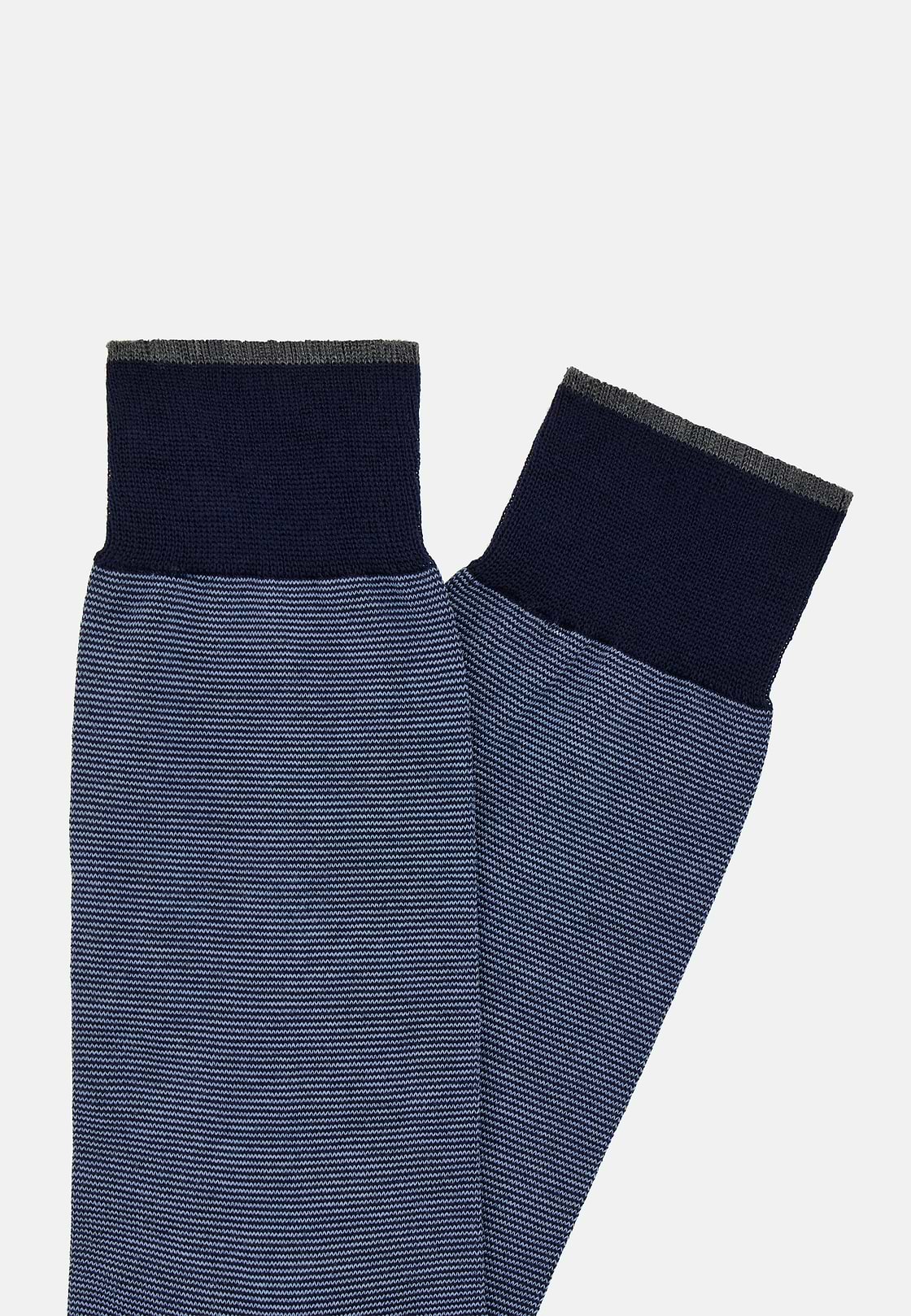 Striped Cotton Socks, Navy blue, hi-res