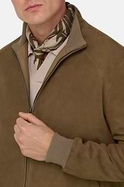 Bomber Aus Veloursleder, Taupe, thumb, 4