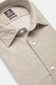 Camisa De Terciopelo De Algodón Regular Fit, Beige, hi-res