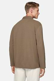 Cotton Piqué Polo Shirt, Brown, hi-res