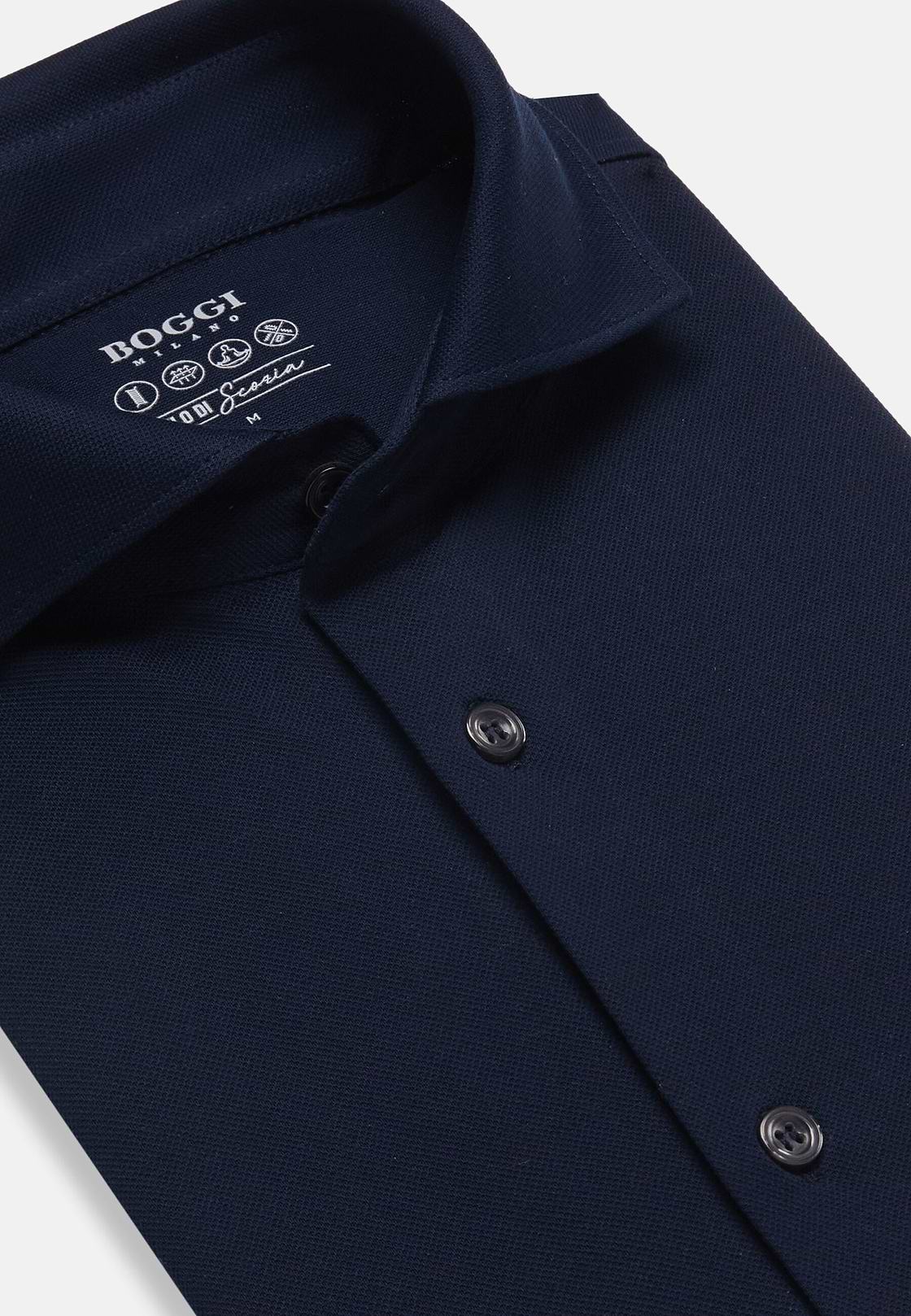 Slim Fit Polo Shirt in Filo Di Scozia Pique, Navy blue, hi-res