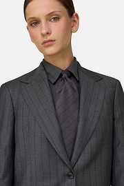Blazer Single-Breasted in Pinstripe Wool, Grey, thumb, 3