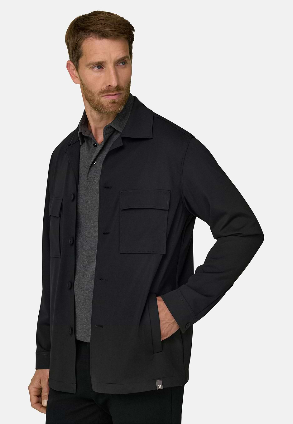 Veste Chemise Double Nylon Stretch B Tech, Noir, hi-res