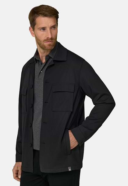 トップス ttaggg rin Over DUG Shirt Jacket BK Men's Shirt Jacket Double Nylon Stretch B Tech, Navy blue | Boggi