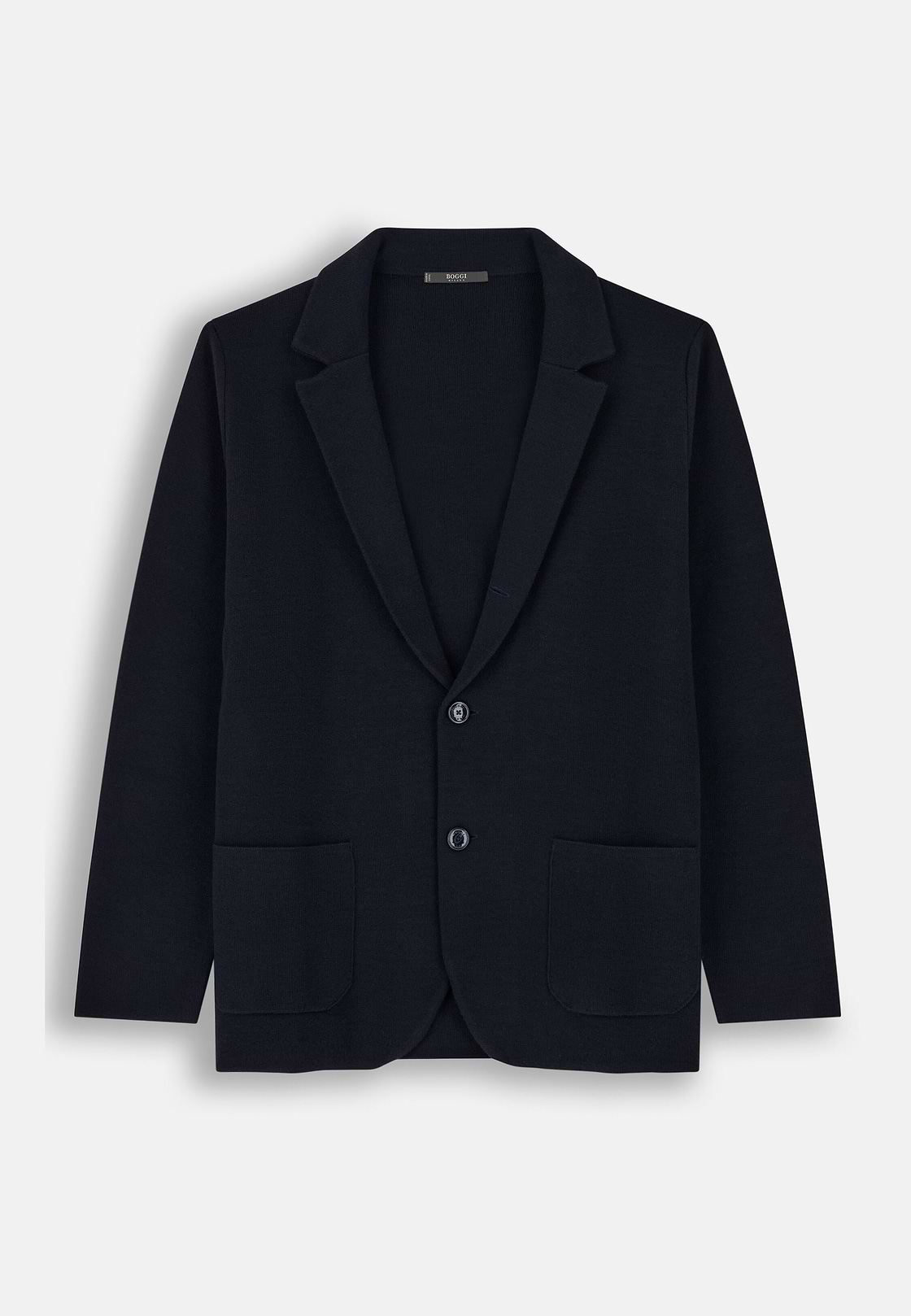 Knitted Jacket in Extrafine Merino Wool, Navy blue, hi-res, 5