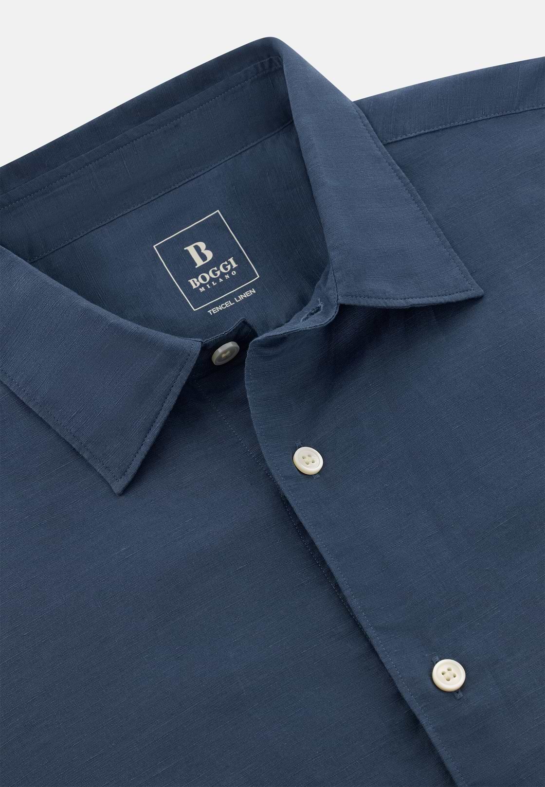 Camisa De Tencel Lino Regular Fit, Azul, hi-res, 5