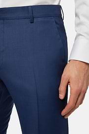 Blue Grisaille Wool Trousers, Blue, hi-res