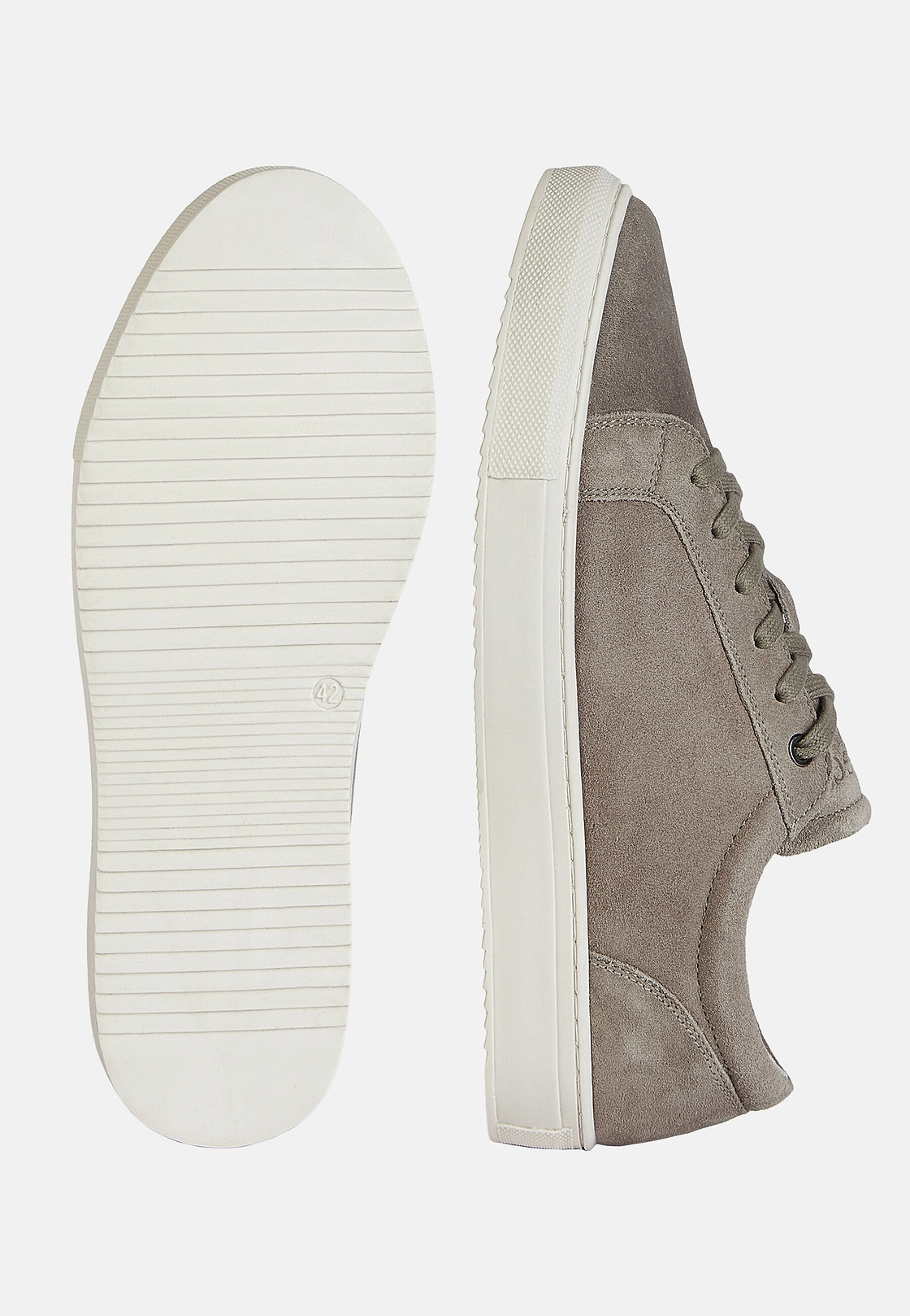 Suede Sneakers With Box Sole, TAUPE, hi-res