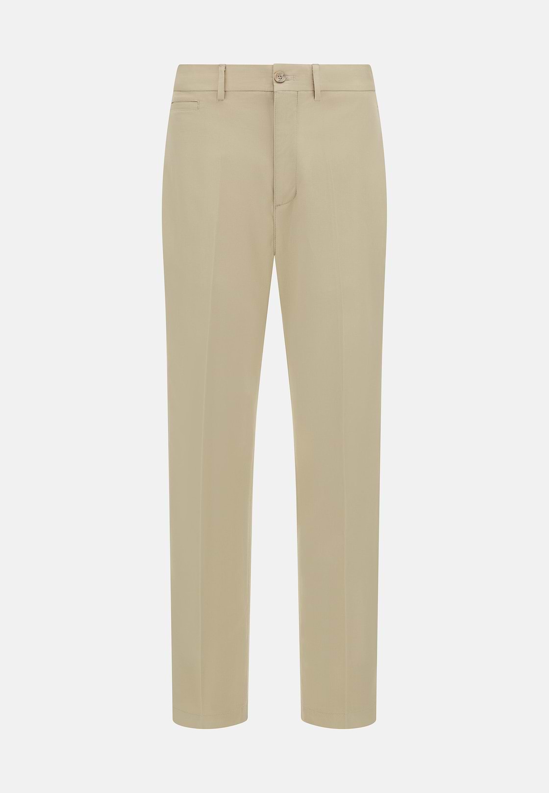 Pantaloni In Cotone Lino Elasticizzato, Sabbia, hi-res