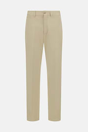 Pantaloni In Cotone Lino Elasticizzato, Sabbia, hi-res