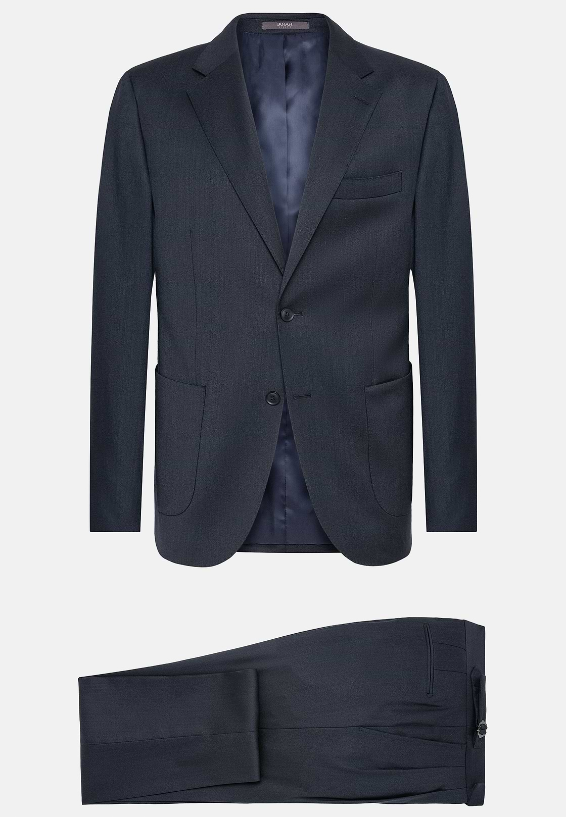 Navy Blue Stretch Wool Suit, Navy blue, hi-res