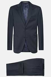 Navy Blue Stretch Wool Suit, Navy blue, hi-res